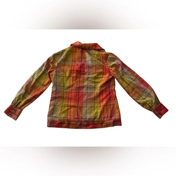 Vintage Ivan Fredric’s of CA Plaid Button Down Blouse | Orange/Multi | Small est - Picture 2 of 7